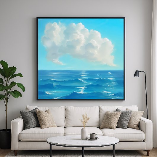 水上の雲 - 画家風の海景色 ポスター