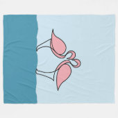 水上の2匹のピンクのフラミンゴ 大 フリースブランケット (正面(横))