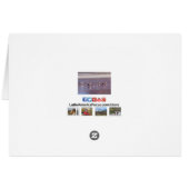 水上グリーティングカードでフライト中のピンクフラミンゴ (裏面横)