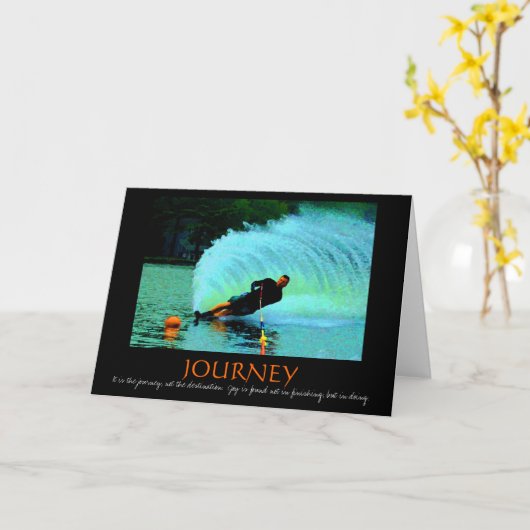 水上スキーのやる気を起こさせるなカード(カラフル) カード (黄色い花)