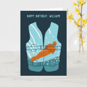 水上スキーのライフジャケットグラフィパーソナライズされたック カード (黄色い花)