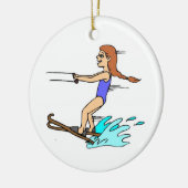 水上スキーの女の子のクリスマスオーナメント セラミックオーナメント (左)