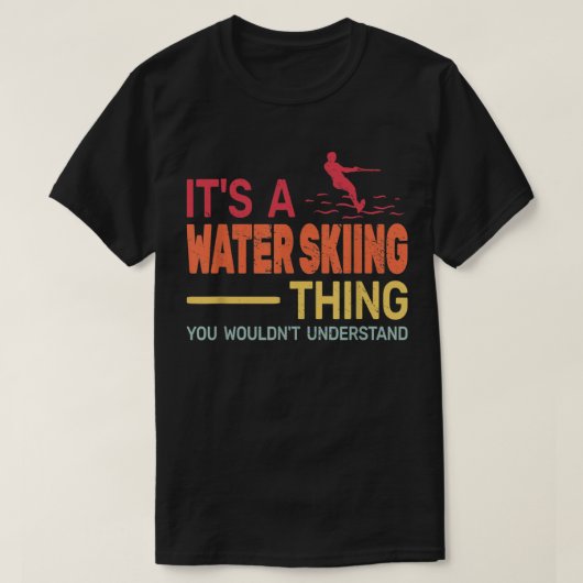 水上スキーの男性と少年の水上スキーv tシャツ (デザイン正面)