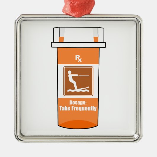 水上スキーは私の薬 メタルオーナメント (正面)