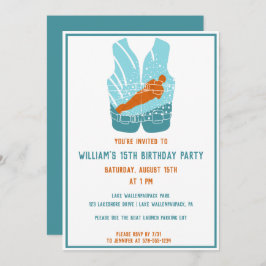 水上スキーをテーマにしたウォータースキーアグラフィックカスタム 招待状