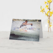 水上スキー夏おもしろい カード (黄色い花)