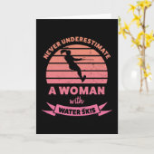 水上スキー女子のための面白いギフト 妻 カード (黄色い花)