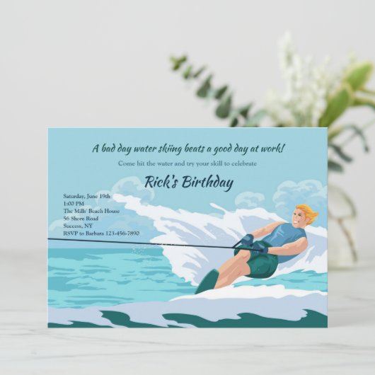水上スキー男性 招待状 (スタンド正面)