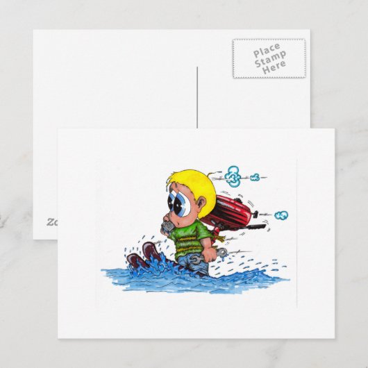 水上スキー ポストカード (正面/裏面)