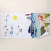 水上飛行機の冒険タオル ビーチタオル (正面)