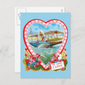 水上飛行機バレンタイン シーズンポストカード (正面/裏面)