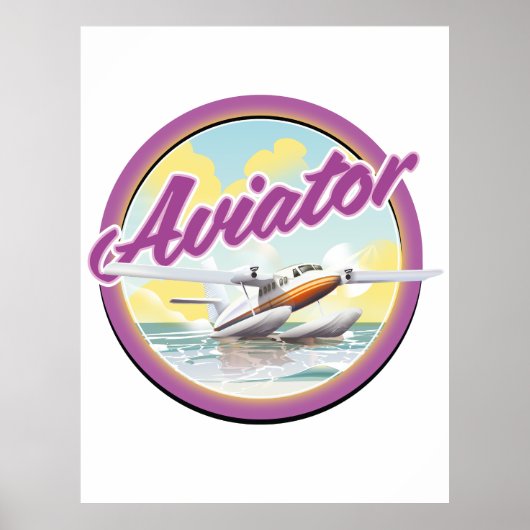 水上飛行機パイロットロゴ ポスター (正面)