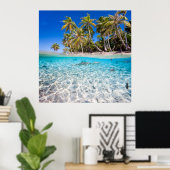 水下および水上の熱帯島 ポスター (ホームオフィス)