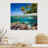 水下および水上の熱帯島 ポスター (キッチン)