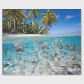 水下および水上の熱帯島 ラッピングペーパー (フラット)