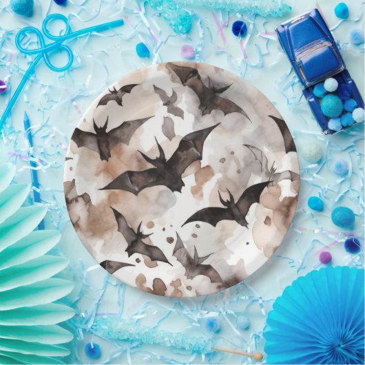 水不気味色こうもりハロウィーン ペーパープレート (パーティー)