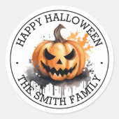 水不気味色ジャック・オ・ランタンハッピーハローウィン ラウンドシール (正面)