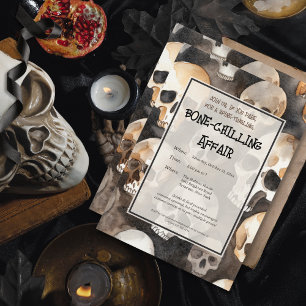 水不気味色スカルハローウィンパーティ 招待状