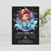 水中おもしろいマーメイド誕生日 招待状 (スタンド正面)