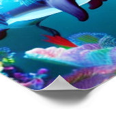 水中お洒落のイルカとフローラ ポスター (角)