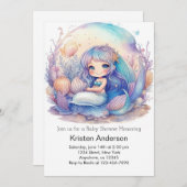 水中お洒落アドベンチャーマーメイド赤ちゃんシャワー 招待状 (正面/裏面)