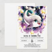 水中お洒落ドルフィン誕生日 招待状 (正面/裏面)