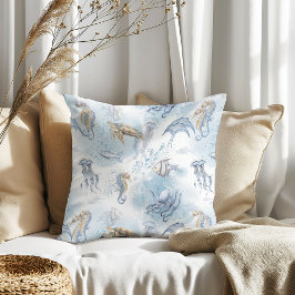 水中お洒落世界 – 海の生物パターン クッション