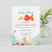 水中かわいい海獣の赤ちゃんシャワー 招待状 (スタンド正面)