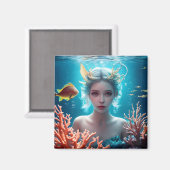 水中かわいらしの人魚 マグネット (正面/裏面)