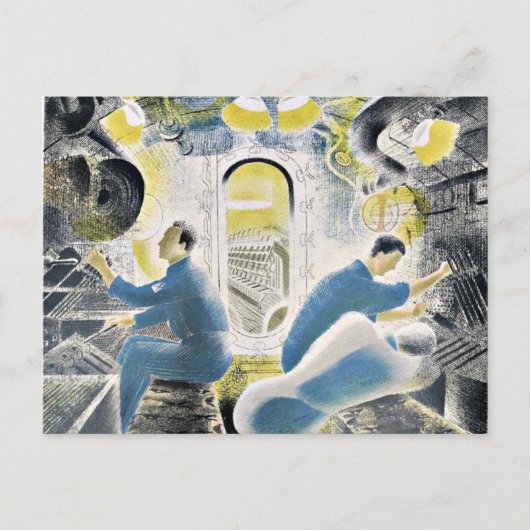 水中でのEric Ravilious、作業コントロール ポストカード (正面)