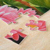 水中でスイミンググースと蓮の花 ジグソーパズル (側面)