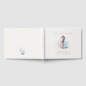 水中でタツノオトシゴのいる海藻とサンゴのブライダルシャワー ゲストブック (全面)