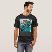 水中でホッケーをする猫 Tシャツ (正面フル)