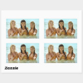 水中でポーズをグループ化 長方形シール (シート)