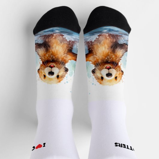 水中で泳ぐかわいいウミガメが大好きパーソナライズされた ソックス (上部)