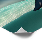 水中で泳ぐイルカ ポスター (角)