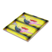 水中で泳ぐピンクのモザイクの人魚 タイル (側面)