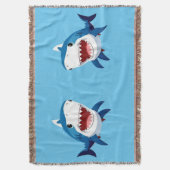 水中で泳ぐマンガのサメ スローブランケット (正面縦)