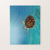 水中で泳ぐ亀のパズル ジグソーパズル (縦)