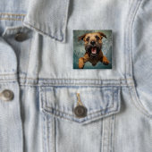 水中で泳ぐ遊び心のある犬のデザイン 缶バッジ (インサイチュ)