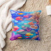 水中で泳ぐ魚 クッション (ブランケット)