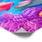 水中で泳ぐ魚 ポスター (角)