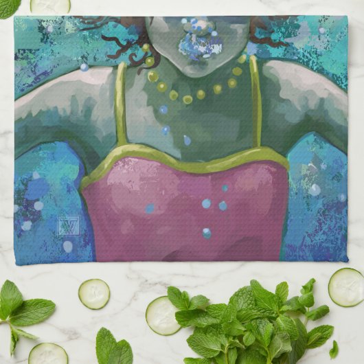 水中で泳ぐ キッチンタオル (折り畳み)