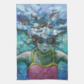 水中で泳ぐ キッチンタオル (縦)