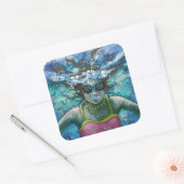 水中で泳ぐ スクエアシール (封筒)