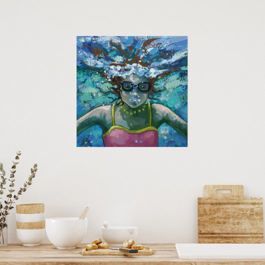 水中で泳ぐ ポスター (キッチン)