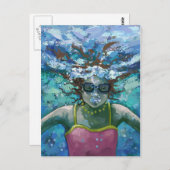 水中で泳ぐ ポストカード (正面/裏面)