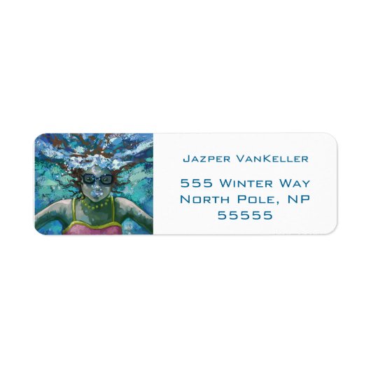 水中で泳ぐ ラベル (正面)