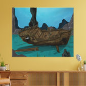 水中で難破する キャンバスプリント (インサイチュ (リビング))