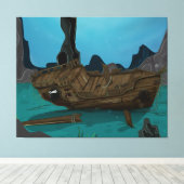 水中で難破する キャンバスプリント (インサイチュ (ウッドフロア))